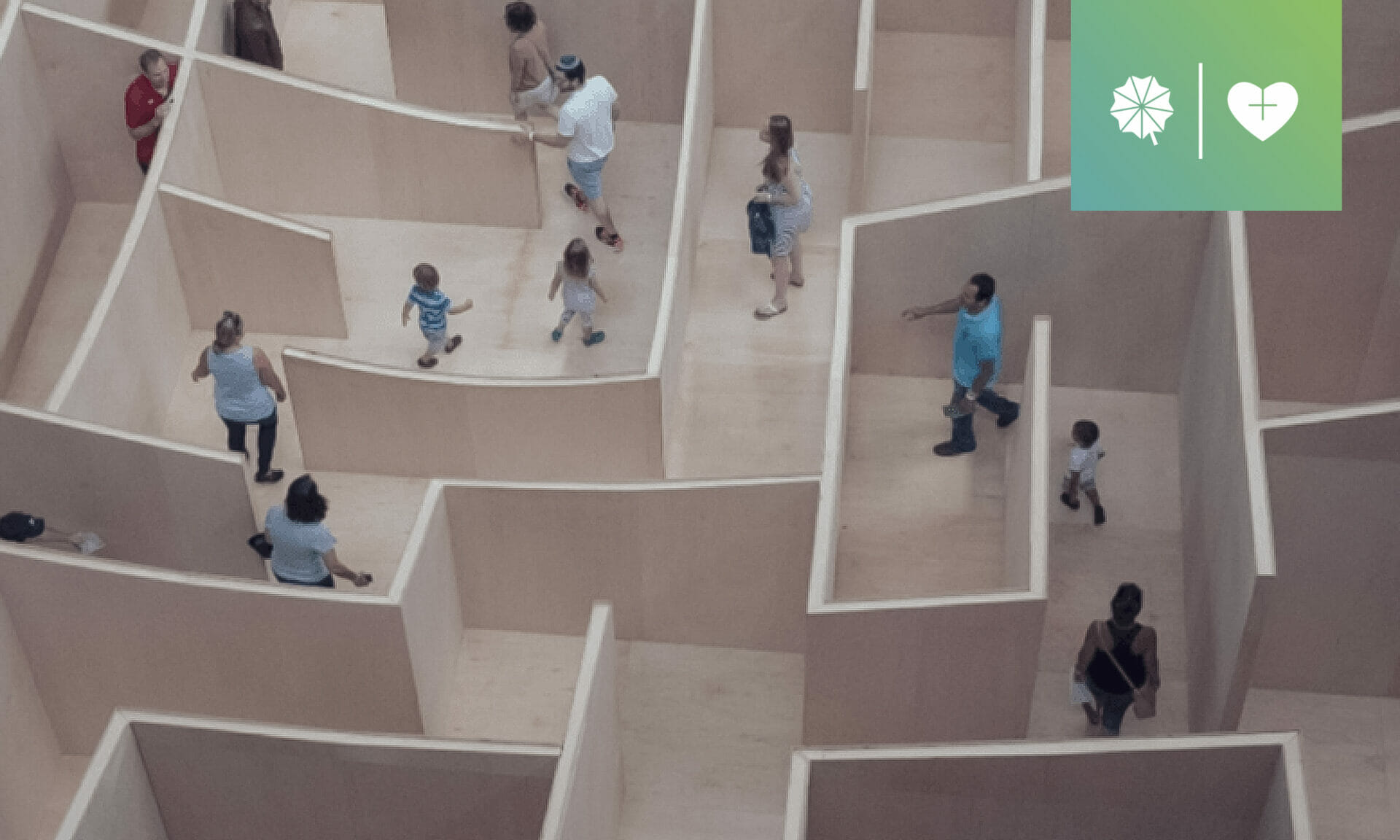 Background image of people in maze