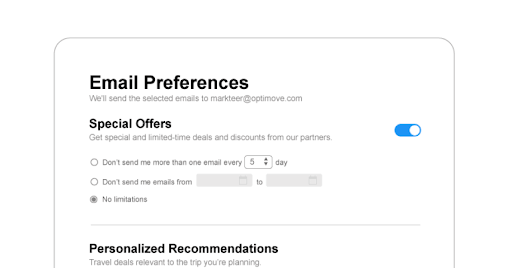 Email preference options
