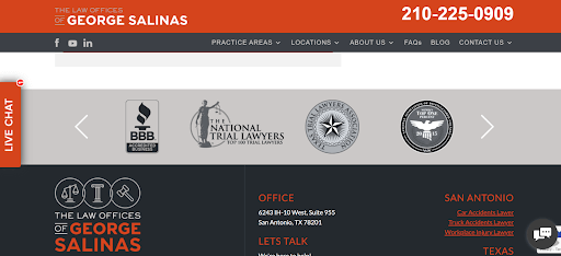 Awards on The Law Offices of George Salinas website