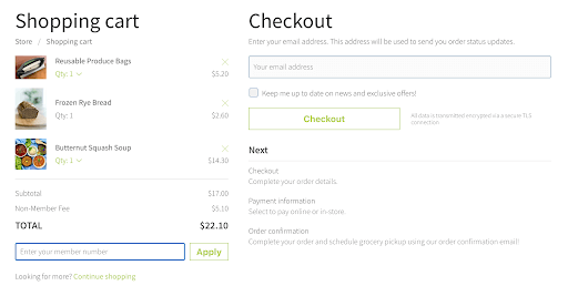 City Greens Market ecommerce checkout page