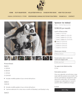 Chase Animal Rescue Sanctuary webpage