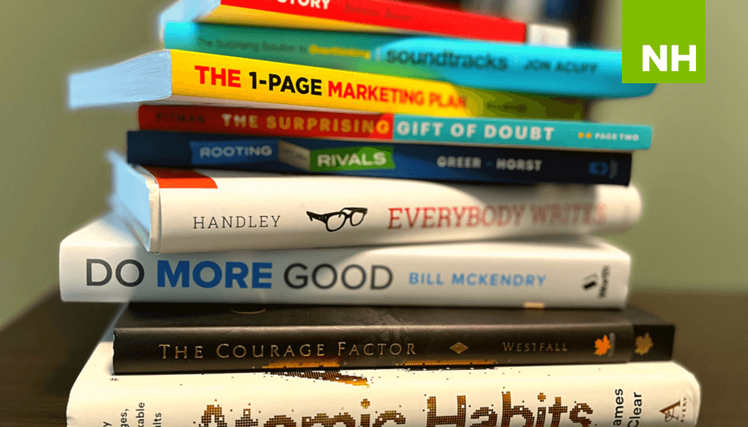 Stack of books to help nonprofit professionals